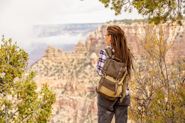 A hiker in the Grand Canyon National Park, South Rim, Arizona, USA.