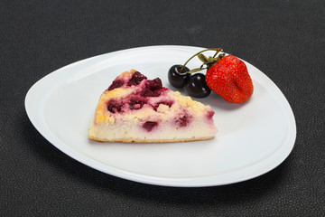 Cheesecake with cherry served strawberry