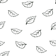 Outline mint leaf seamless pattern. Vector mint texture for textile, wrapping, wallpapers and other surfaces.