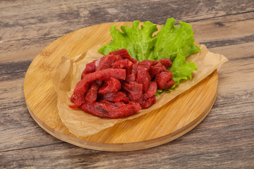 Raw beef meat sliced for cooking