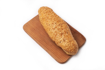freshly baked bread on a white background