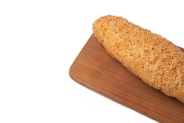 freshly baked bread on a white background