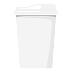 Isolated on white background white disposable kraft paper coffee cup with plastic cap, front view, mockup and template