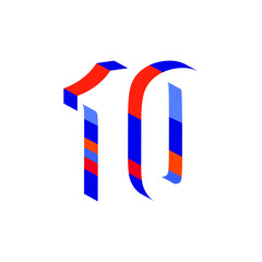 10, 10th logo numbers modern colorful design. Vector