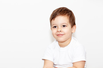 emotional boy on a light background