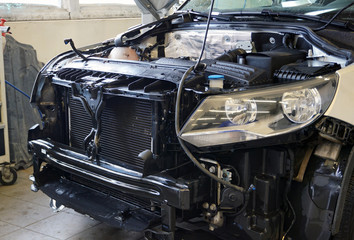 Auto repair service. Services car engine machine concept.