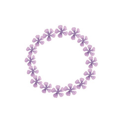 Wreath of flowers made in watercolor on a white background
