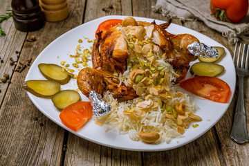 grilled chicken stuffed with rice and nuts. Turkish cuisine