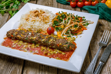 lula kebab in Turkish on the board