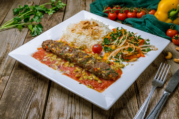 lula kebab in Turkish on the board