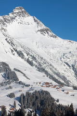 Alps in snow, village, Austrian