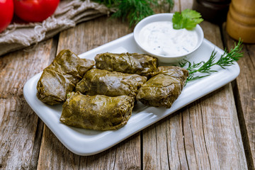 Dolma georgian kitchen on wooden table