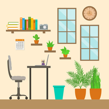 interior illustration of a workspace