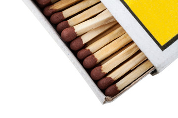 Matchbox and matches isolated on white background