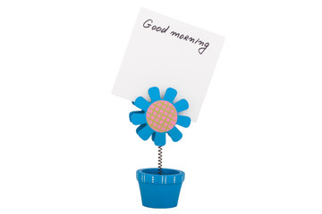 White note isolated on white background