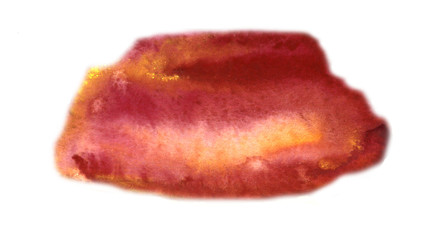 Yellow-Burgundy autumn Abstract watercolor hand paint texture, isolated on white background