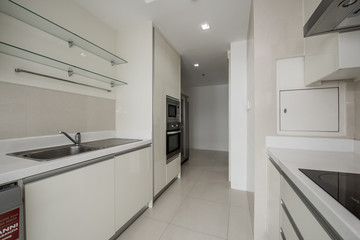 Modern kitchen interior with electric and microwave oven