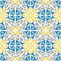 Decorative tile pattern. Floral seamless background. Colorful vector illustration