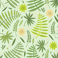 Tropical leaf seamless pattern. Palm leaves vector graphics. - 283257186