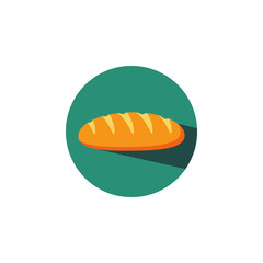 Long loaf with shadow flat icon. Vector illustration.