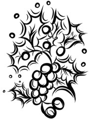 Black and White Christmas Holly Floral Design Elements