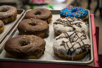 Donuts on a Tray Close Up