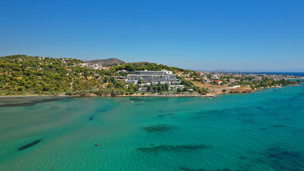 defaAerial drone of famous wetland and turquoise bay of Vravrona, Attica, Greece 