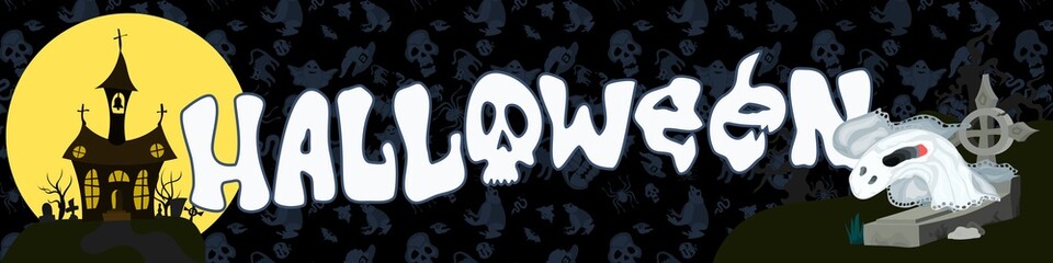 dark poster halloween church and with a ghost