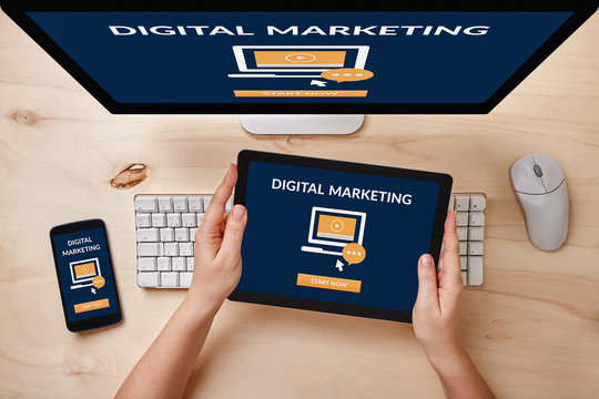 Digital marketing concept on responsive devices