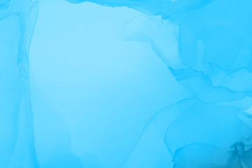 Obraz premium Hand painted blue alcohol ink background. Abstract delicate winter season texture. Contemporary wallpaper. 