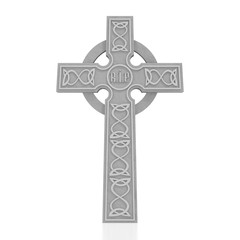3D celtic cross on white background
