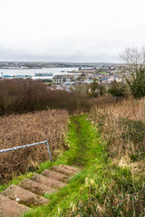 Fototapeta na wymiar Town of Pembroke Dock from top of hill.