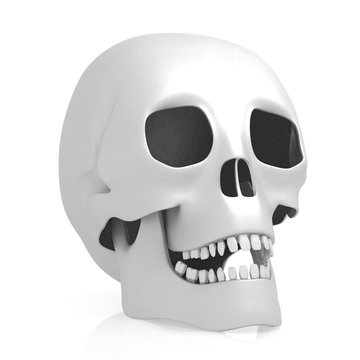 3D human skull on white background