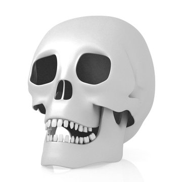 3D human skull on white background