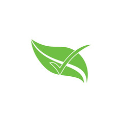 leaf check mark organic food symbol vector