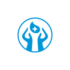 water drop pure hand medical simple symbol logo vector
