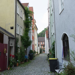 Obraz premium Historische Häuser in der Altstadt von Landsberg am Lech