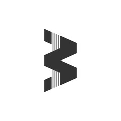 letter b simple stripes geometric logo vector