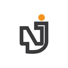letter nj simple geometric line logo vector