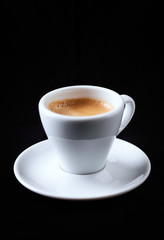 Cup of espresso on black background. 