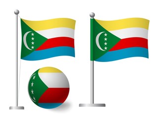 Comoros flag on pole and ball icon