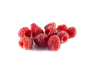 Photo of red raspberries, isolated, delicious food, white background, a plant for food