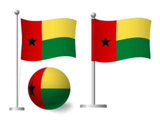 Guinea-Bissau flag on pole and ball icon