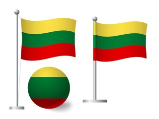 lithuania flag on pole and ball icon