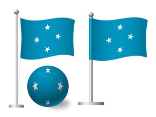 Micronesia flag on pole and ball icon