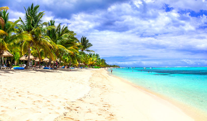 Fototapeta na wymiar exotic holidays in tropical paradise . beautiful beaches of Mauritius island