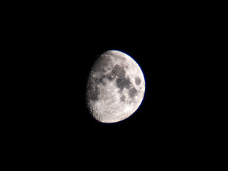 Half moon, Night moon, Moon craters, detailed, Moon light, Black background