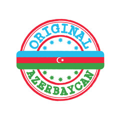 Vector Stamp of Original logo with text Azerbaycan (Azerbaijan in Turkish language) and Tying in the middle with nation Flag.