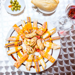 Top View of Seafood Tapas Plate