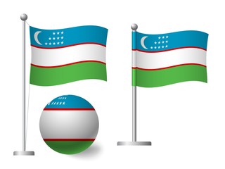 Uzbekistan flag on pole and ball icon